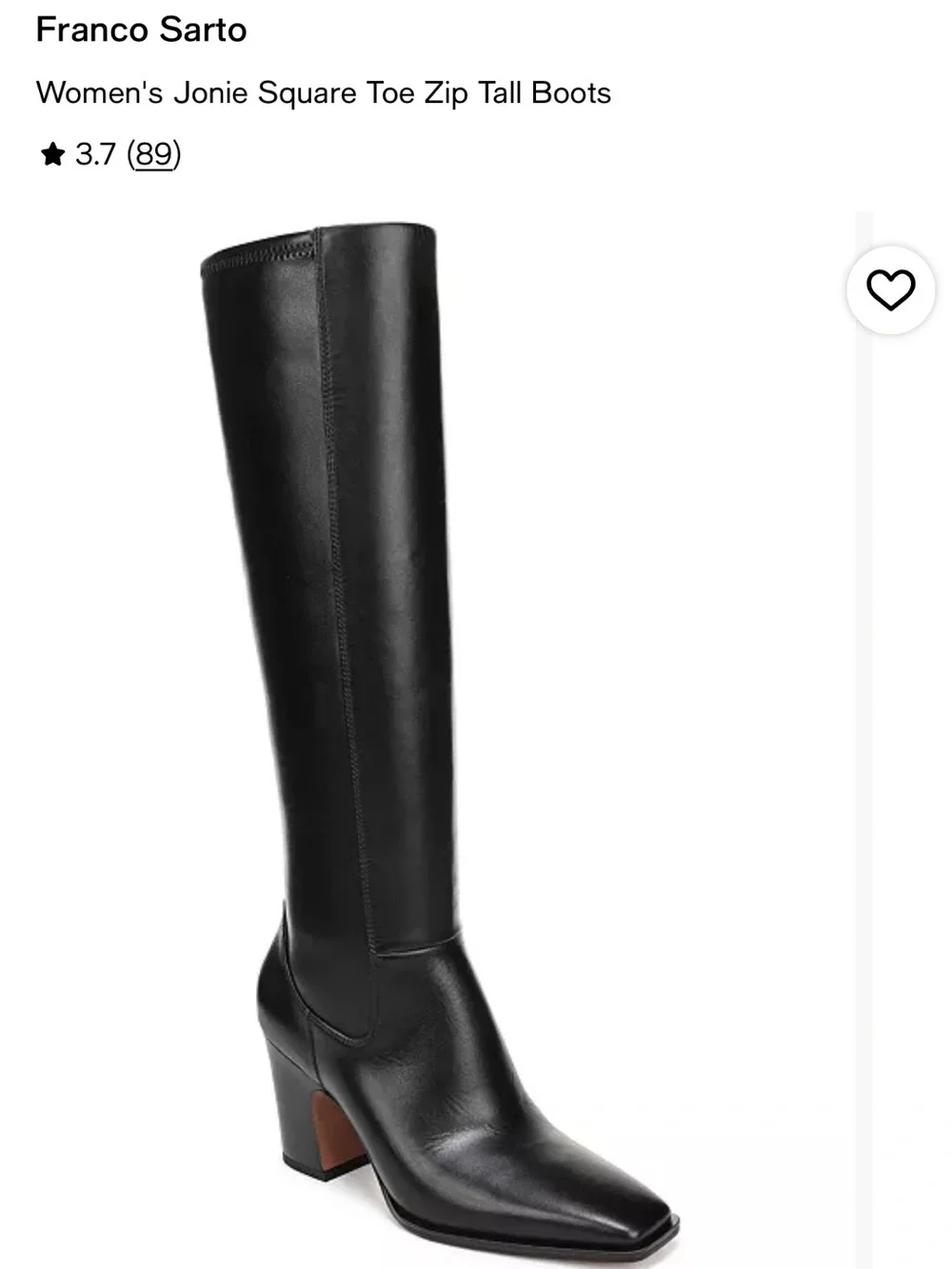 Franco Sarto Jonie Black Over-the-Knee Square-Toe Block Heel Boots
